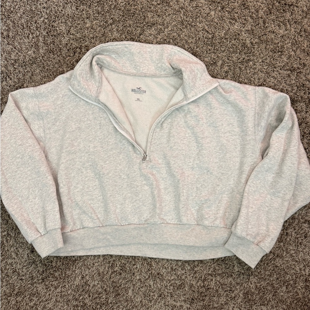 Hollister Heather Gray Fleece Quarter-Zip